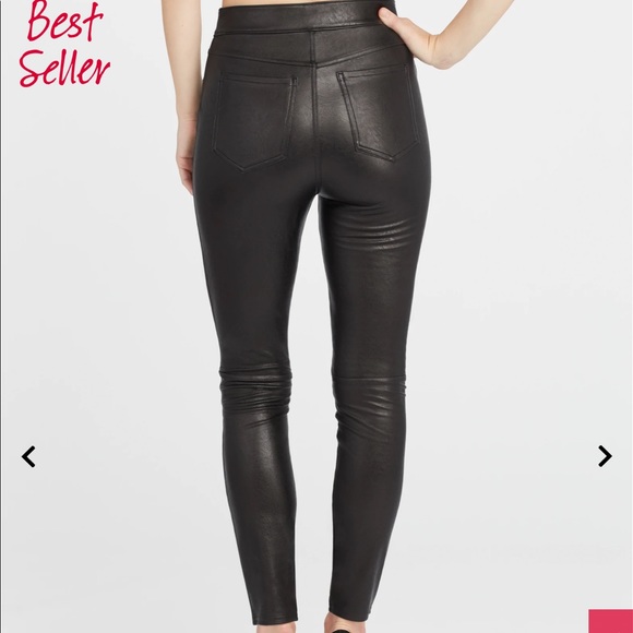 Spanx Leather-Like Ankle Skinny Pant Sz M DEFECTED Stretchy Chic Edgy Casual - Picture 2 of 15